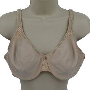 Bali 36D Bra Style 3385 Beige Mesh Diamond Overlay Underwire Unlined Nylon Blend